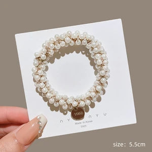 Women’s Sweet Geometric Pearl & Rhinestone Hair Tie – 9 Styles