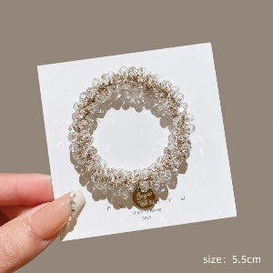 Women’s Sweet Geometric Pearl & Rhinestone Hair Tie – 9 Styles